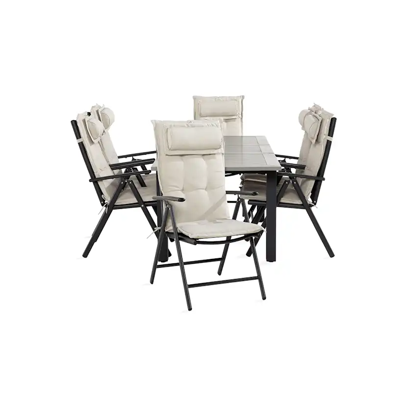 Trädgårdsgrupp Comfort Garden Monaco Matgrupp Utomhus 90x152-210 + 6 Maggie Positionsstol m Dyna