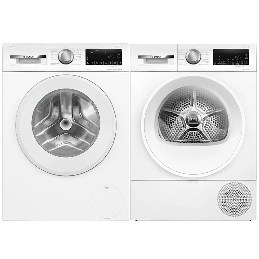 Tvättmaskin och Torktumlare Bosch WGG254FLSN + WQG2420ASN Serie 6 Vit