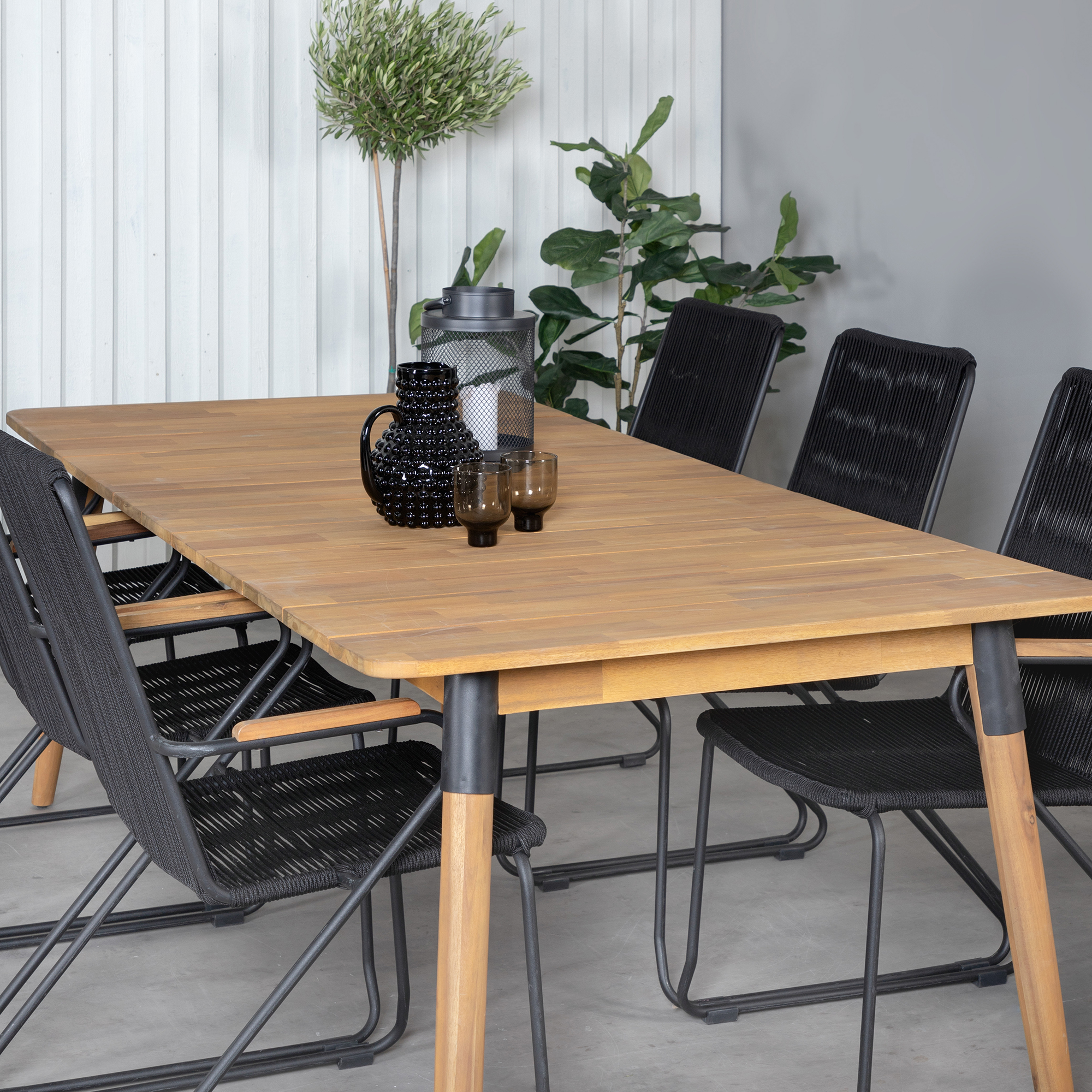Matgrupp Utomhus Venture Home Julle med 6 Boy Trädgårdsstolar med Armstöd