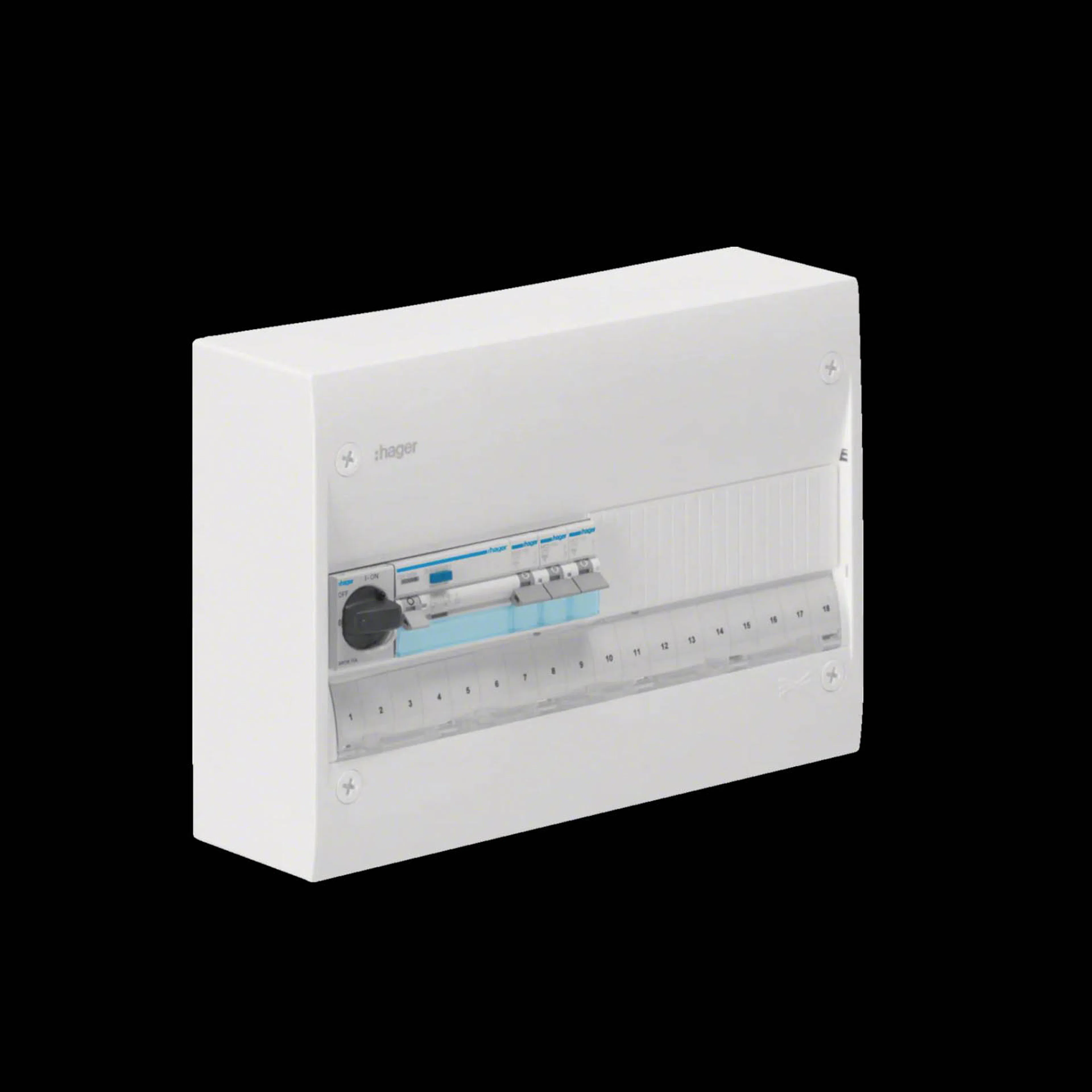 Plastkapsling Hager Gamma Förmonterad Bestyckad med HB, JFB, DVB