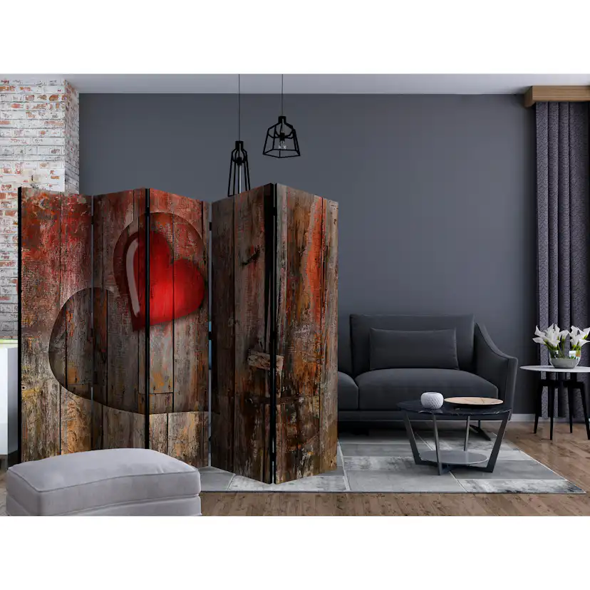 Rumsavdelare Arkiio Heart on Wooden Background II 225x172 cm