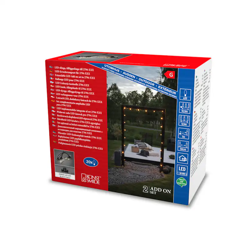 Tilläggsslinga Gnosjö Konstsmide till Partyslinga Startset E27 20st LED-lampor Amber