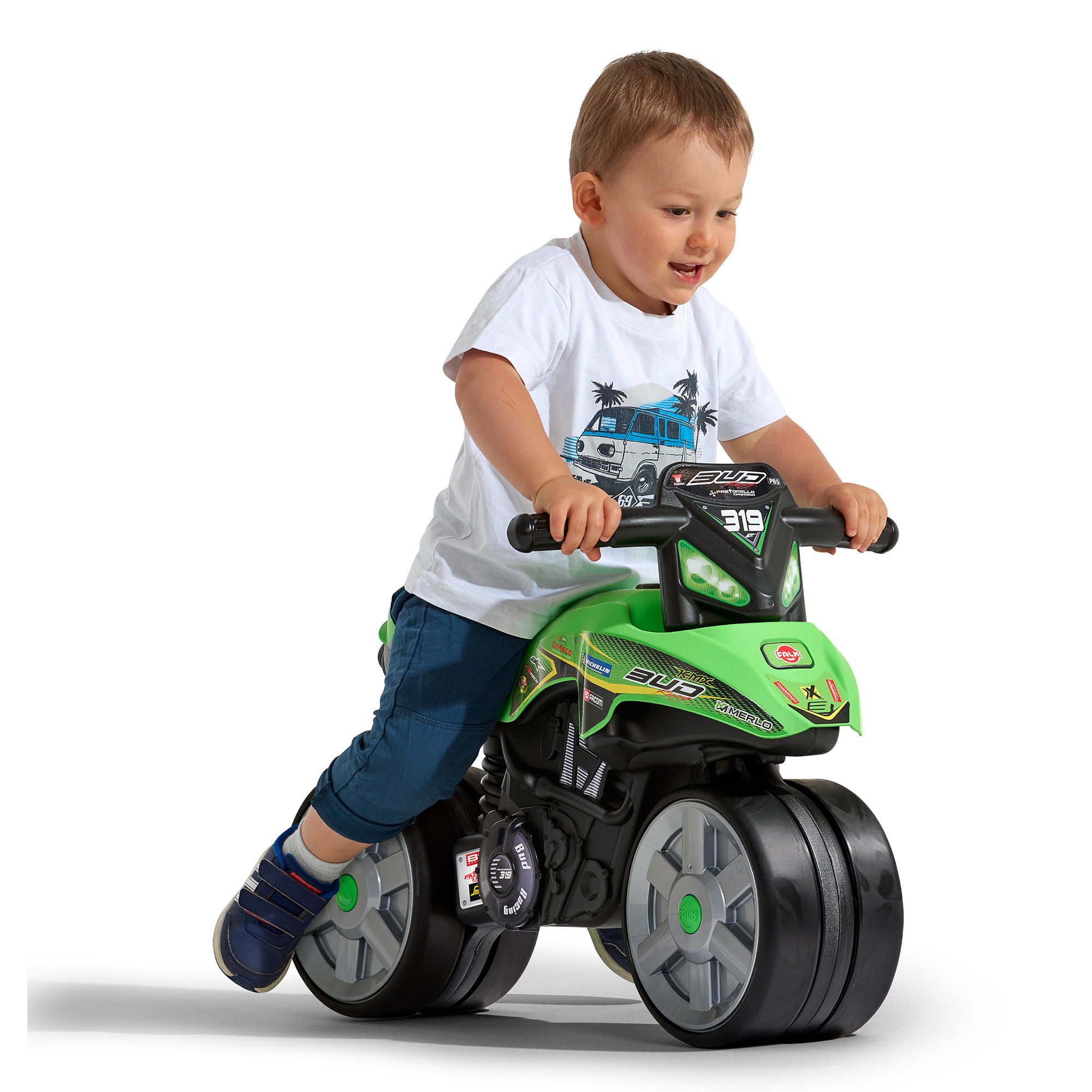 Utomhusleksak Falk Racing Bud Elmotorcykel för Barn Grön