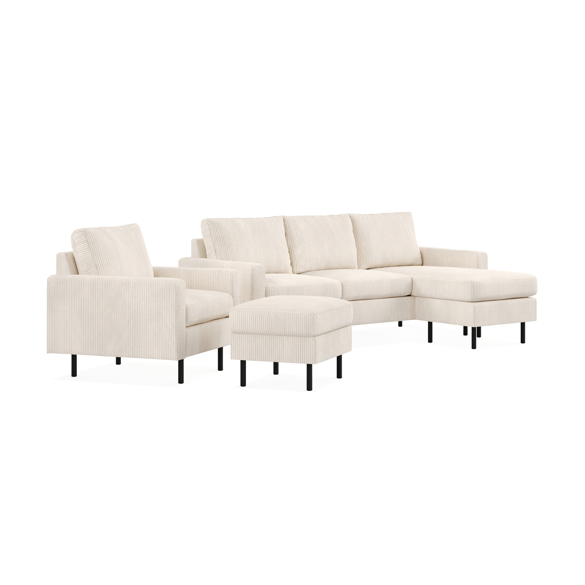 Soffgrupp Scandinavian Choice Peppe 3-sits Vändbar Divan med Fåtölj och Fotpall