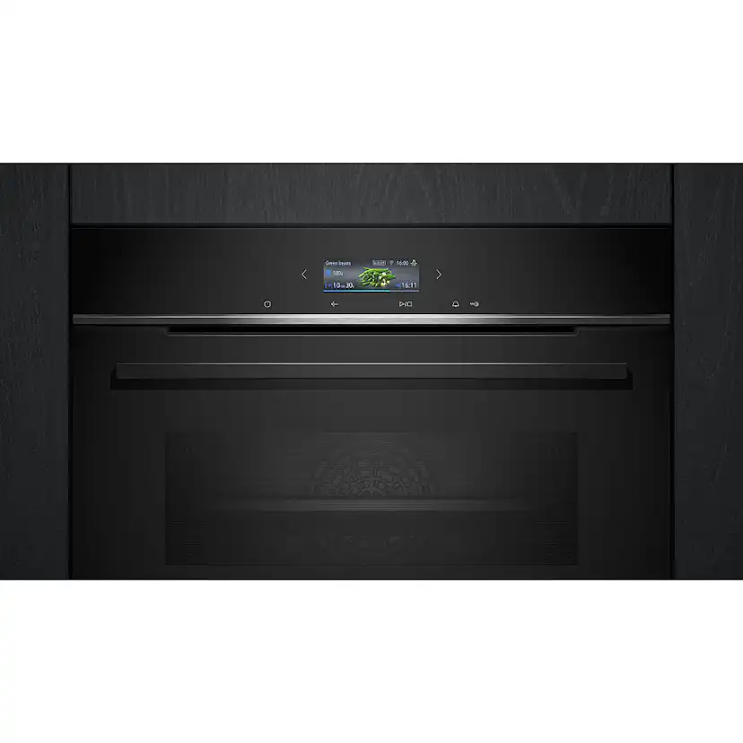 Ugn och Mikro Siemens iQ700 HB772A1B1 + BF722L1B1 Med Pyrolys och TouchControl Svart