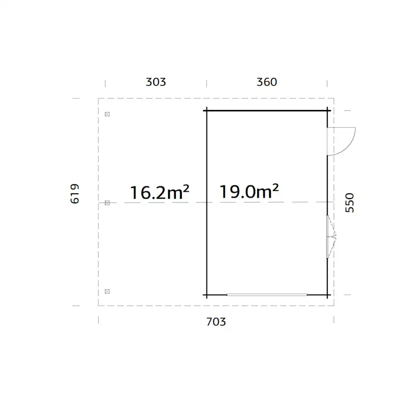 Garage Palmako Roger med Carport 36,5 m2
