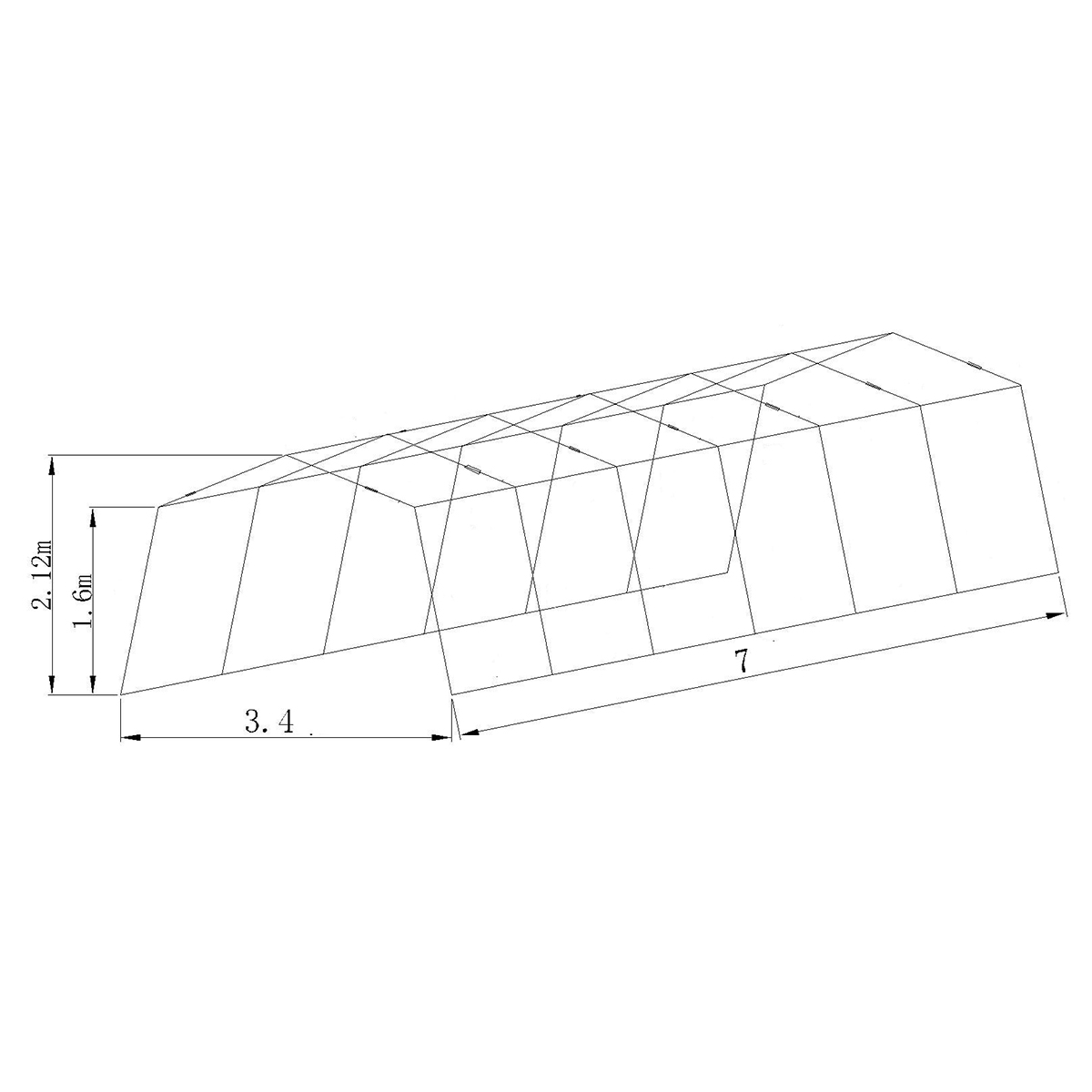 Garagetält Timco G500 3,4 x 7 m Grå