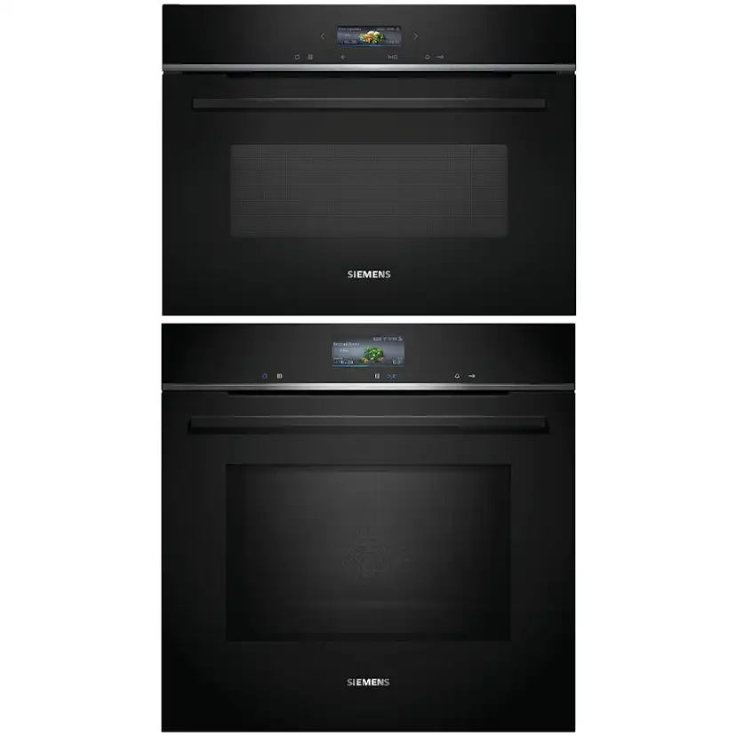 Ugn och Mikro Siemens iQ700 HM736G1B1 + CE732GXB1 Kombiugn Med Mikro För Inbyggnad Svart
