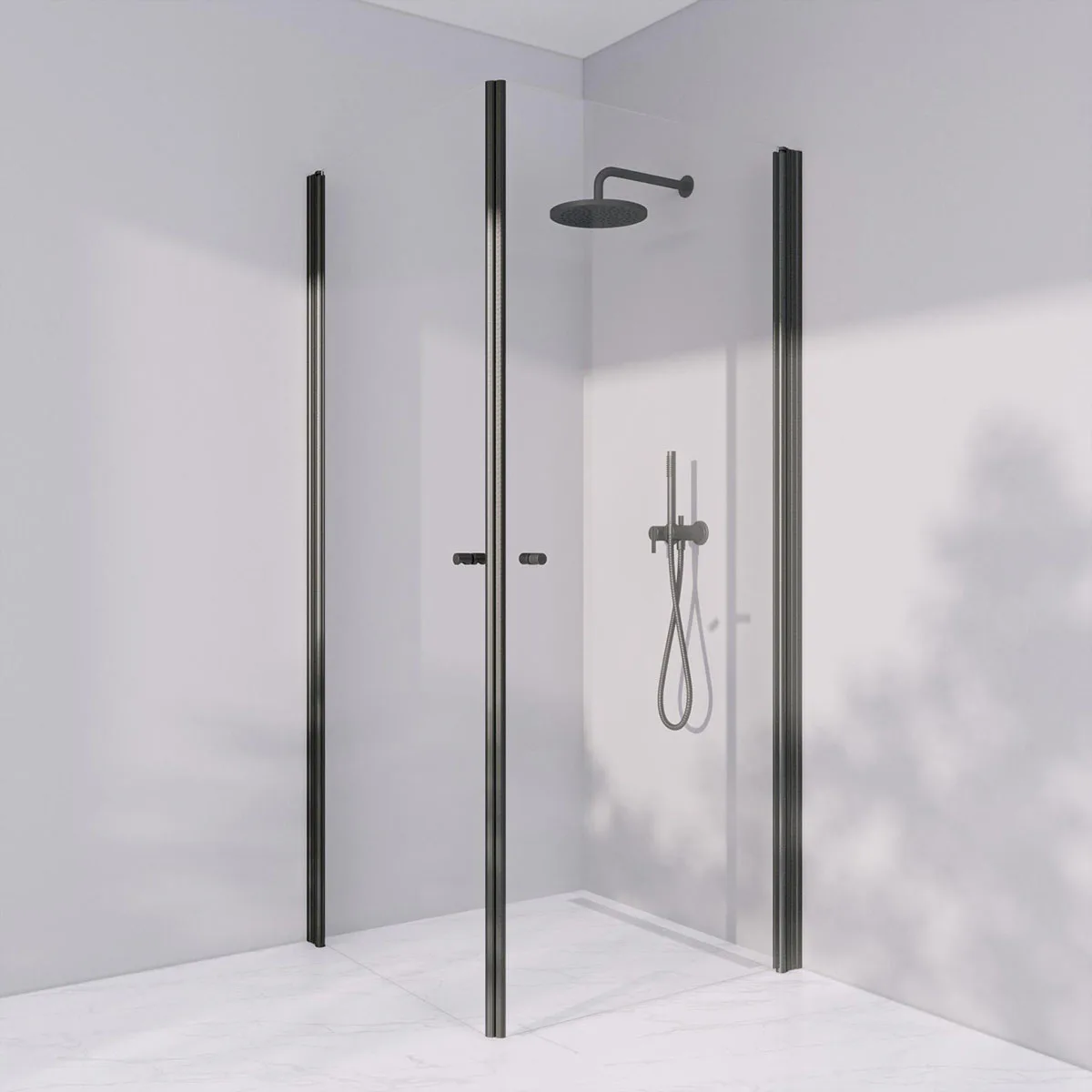 Invitrea Prime PH22/70x90/Mattsvart/Fingergreppsknopp/Järnfa Storlek: 700x900 mm, Glastyp: Järnfattigt Klarglas, Handtag: Fingergreppsknopp, Profil: Mattsvart