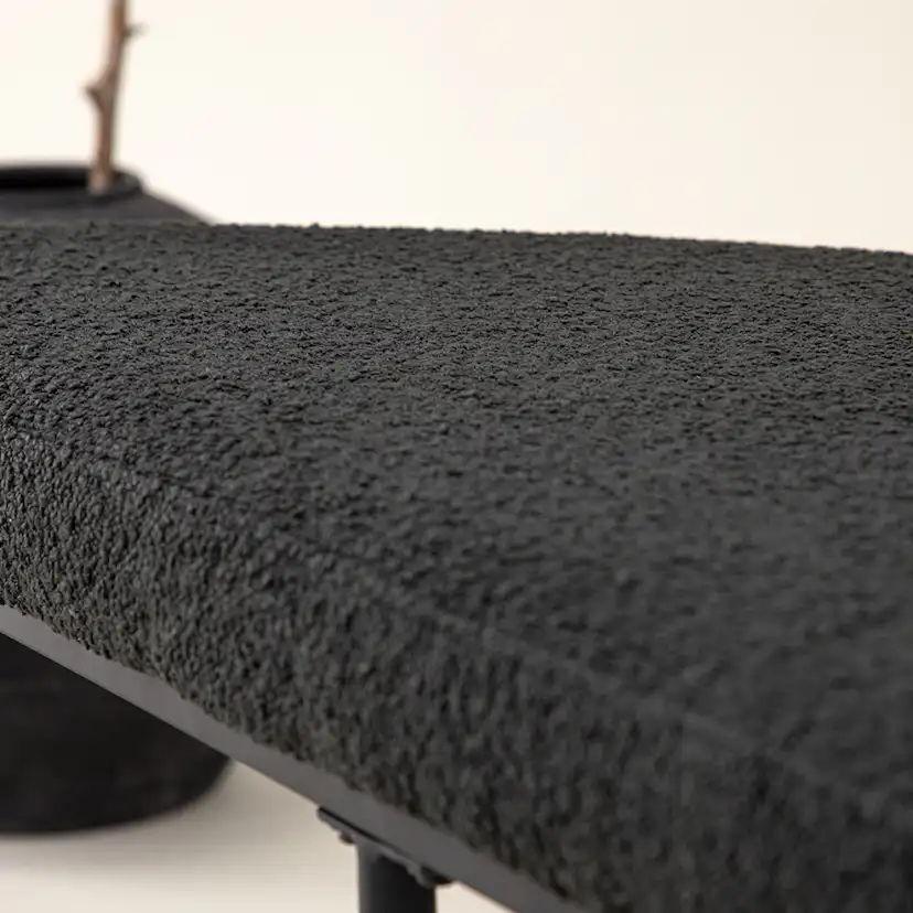 Sittbänk Vind Stallhagen x Josefin Lustig Svart Bänk med Ryggstöd Boucle/Stål 165 cm