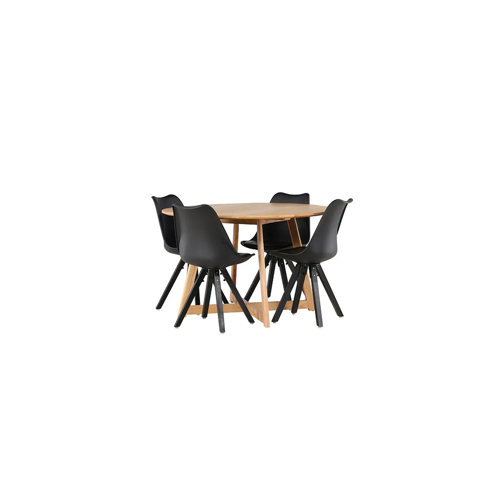 Matgrupp Venture Home Yakidon Ø120 cm med 4 st Zeno stolar