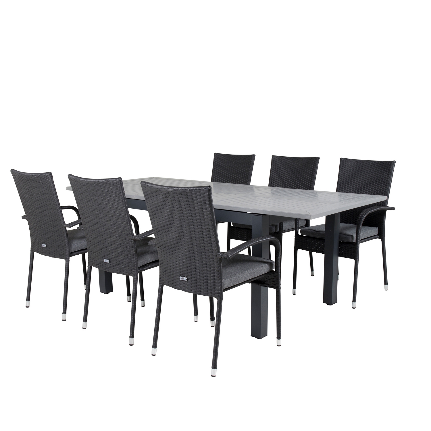 Albany Dining Table 160/240*100 - Svart Alu / Grey Aintwood+ Svart/Grå