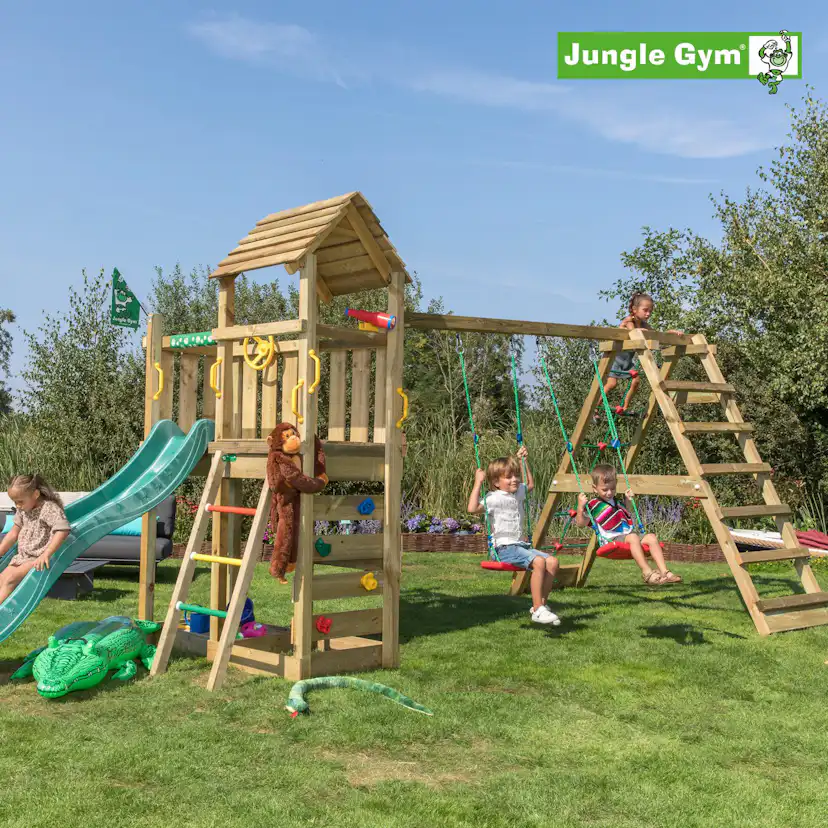 Klätterställning Jungle Gym Safari Med Rutschkana Mörkgrön