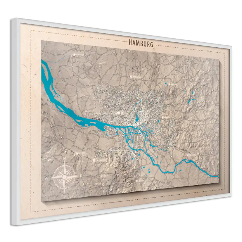 Poster Artgeist Affisch Isometric Map Hamburg