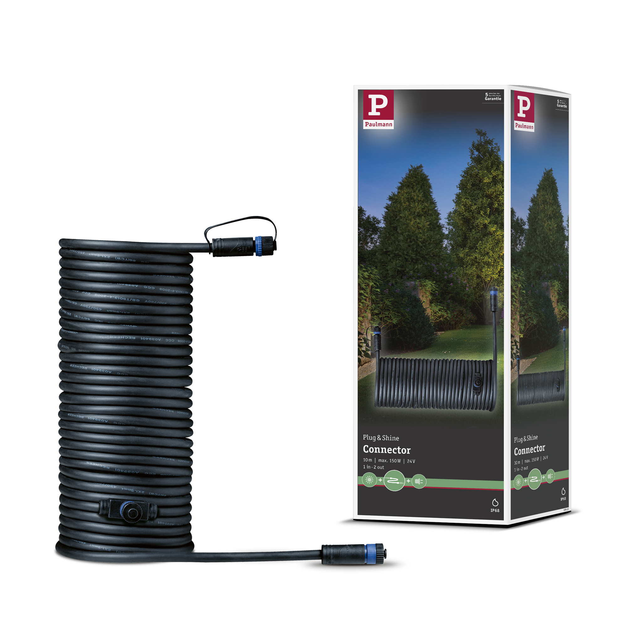 Anslutningskabel Paulmann Plug & Shine IP68 max. 150W 1in-2ut Kabellängd: 10 m