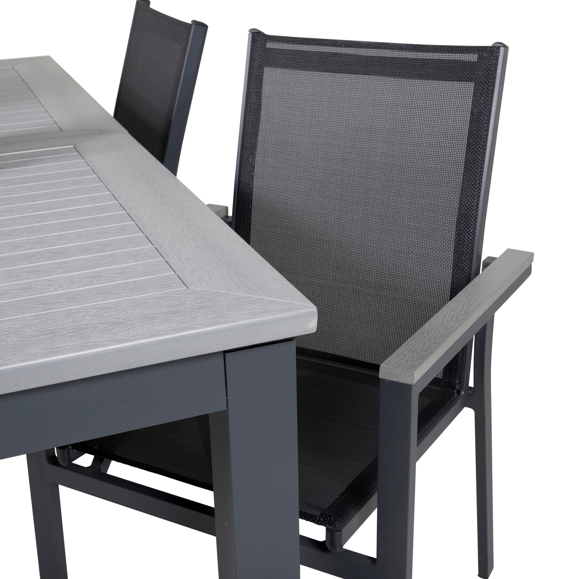 Albany Dining Table 160/240*100 - Svart Alu / Grey Aintwood+ Svart/Grå
