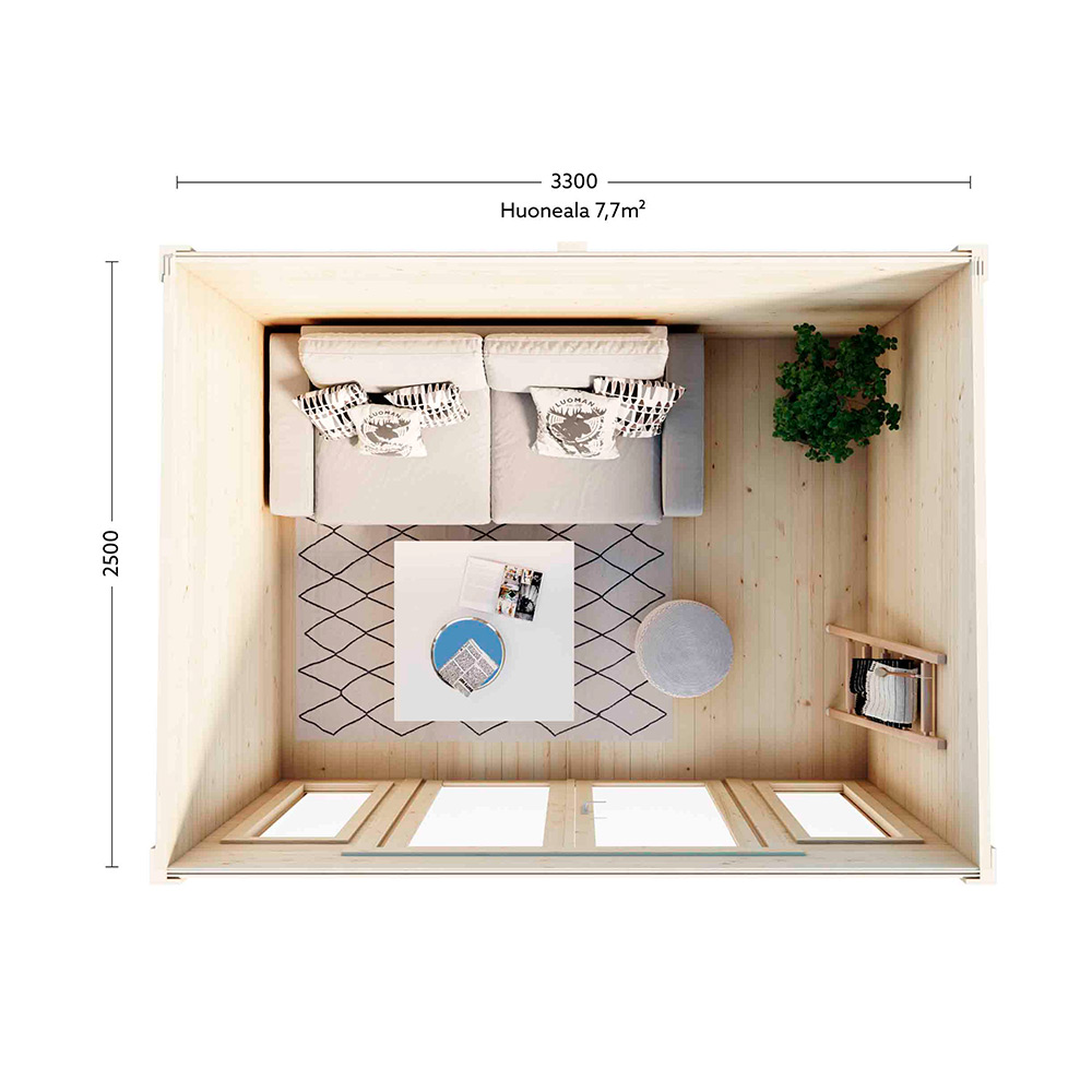 Friggebod Luoman Lillevilla Suovu 8,25 m² Komplett Stuga med Pulpettak