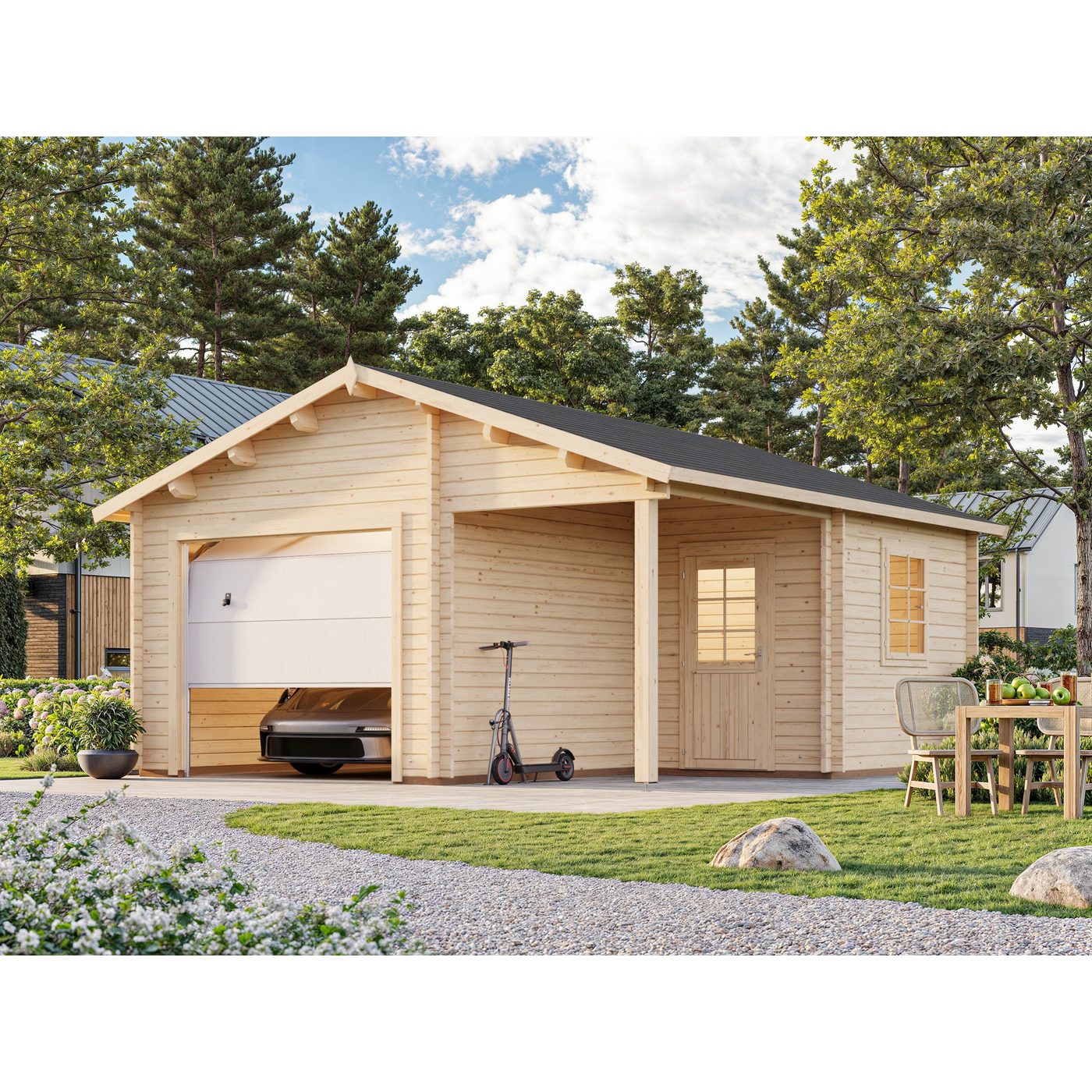 Roger 21,9+5,2 m2 with sectional door Grå dippad
