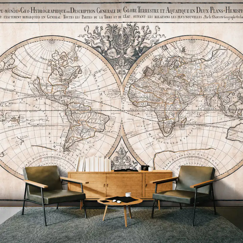 Fototapet Arkiio Mappe Monde Geo Hydrographique