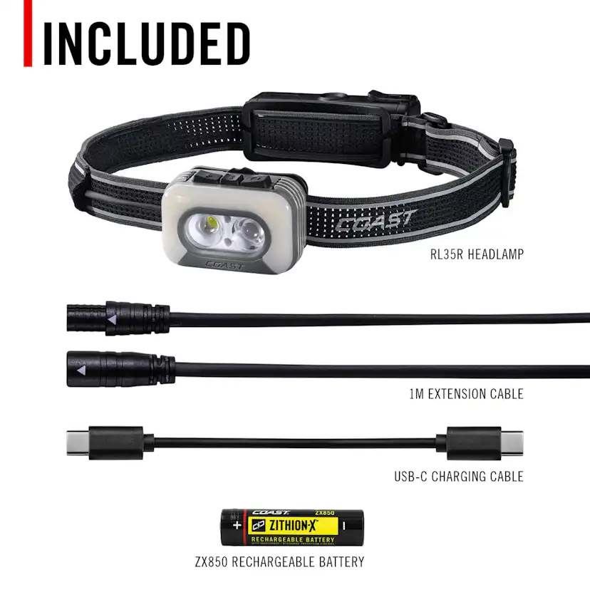 Uppladdningsbar Coast RL35R Pannlampa med röststyrning 1000 lumen