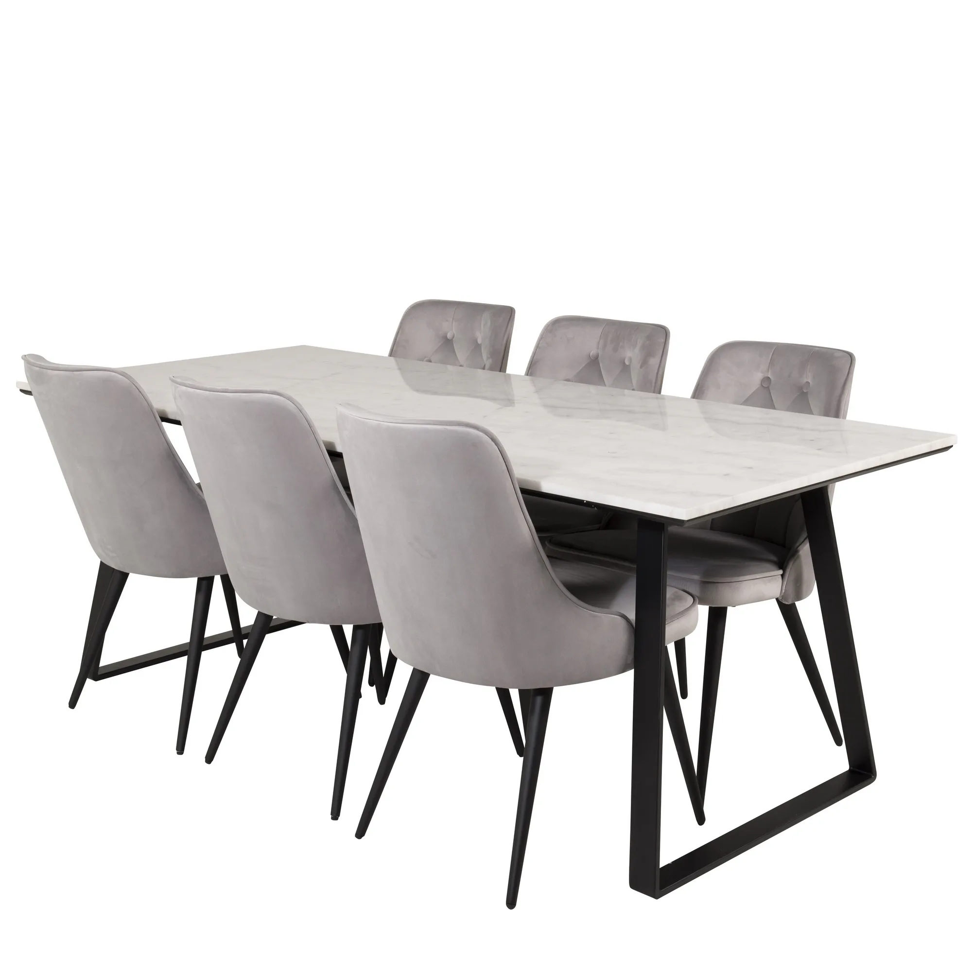 Matgrupp Venture Home Estelle 200 med 6 Vera Stolar Sammet