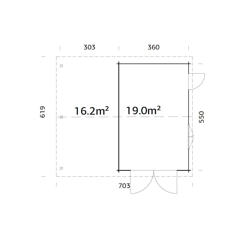 Garage Palmako Roger med Carport 36,5 m2 och Slagport