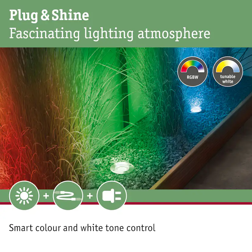 LED Infälld Markbelysning Paulmann Plug & Shine Smart Home Zigbee 3.0 Floor Profil IP67 RGBW+ 3,7W