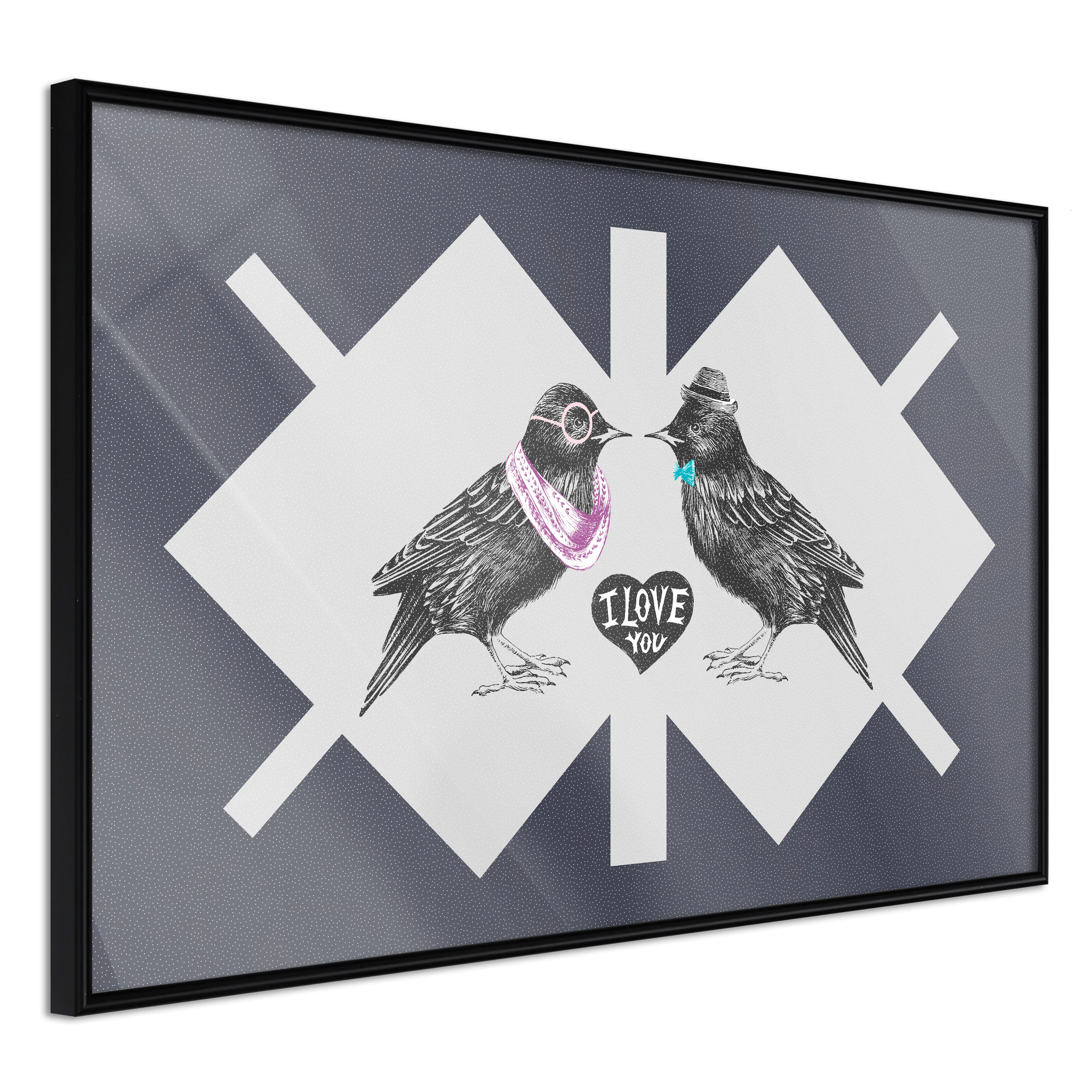 Affisch - Couple of Starlings [Poster] 60x40 Svart ram, 60x40 cm