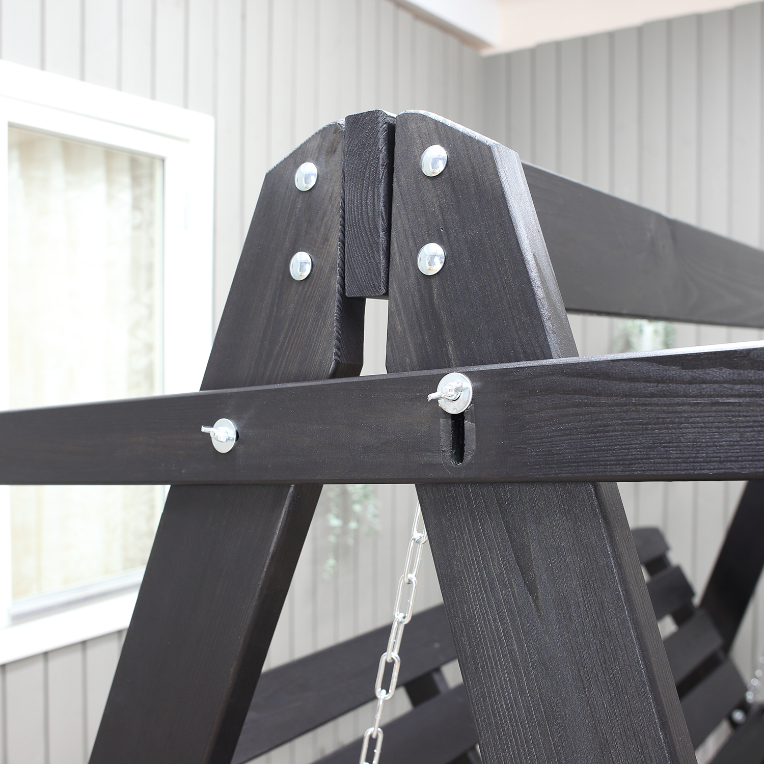 PELLE garden swing without roof, Svarte frame Grå