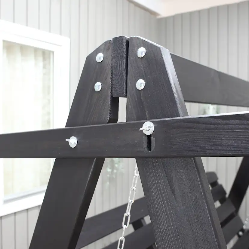 PELLE garden swing without roof, Svarte frame Grå