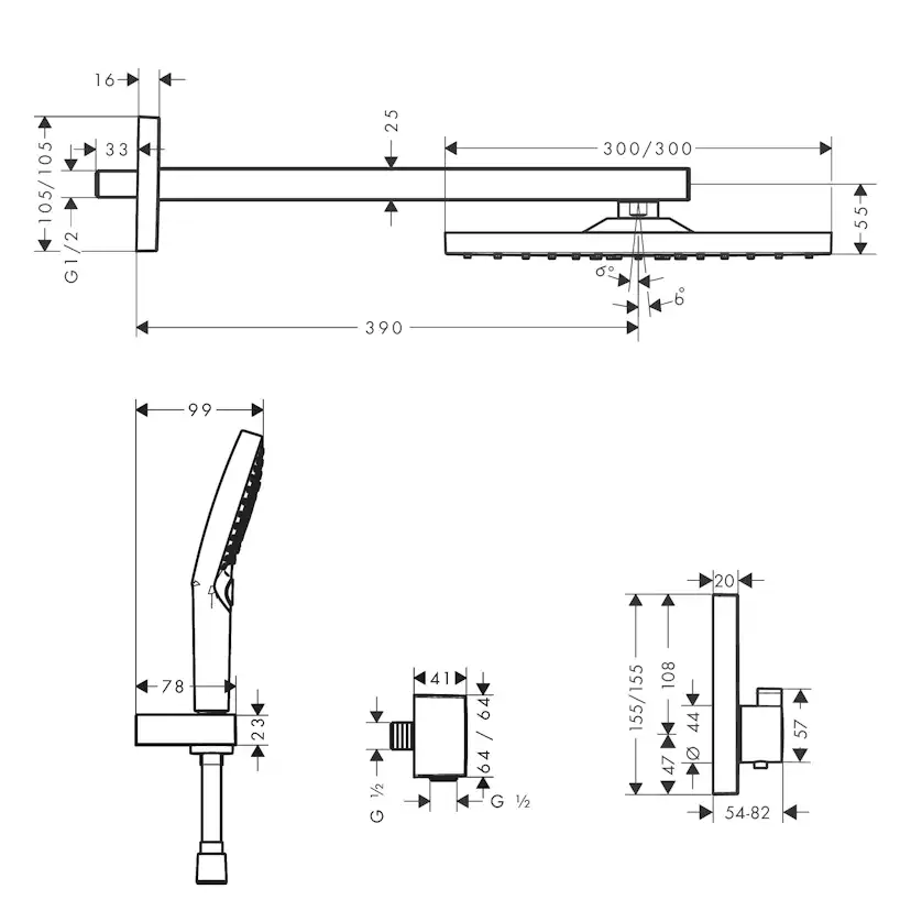 Takduschset Hansgrohe Raindance E ShowerSelect Mattsvart