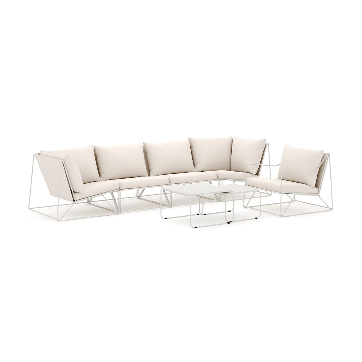 Loungesoffa Comfort Garden Usteryd utomhus rak 5-sits soffa med fåtölj