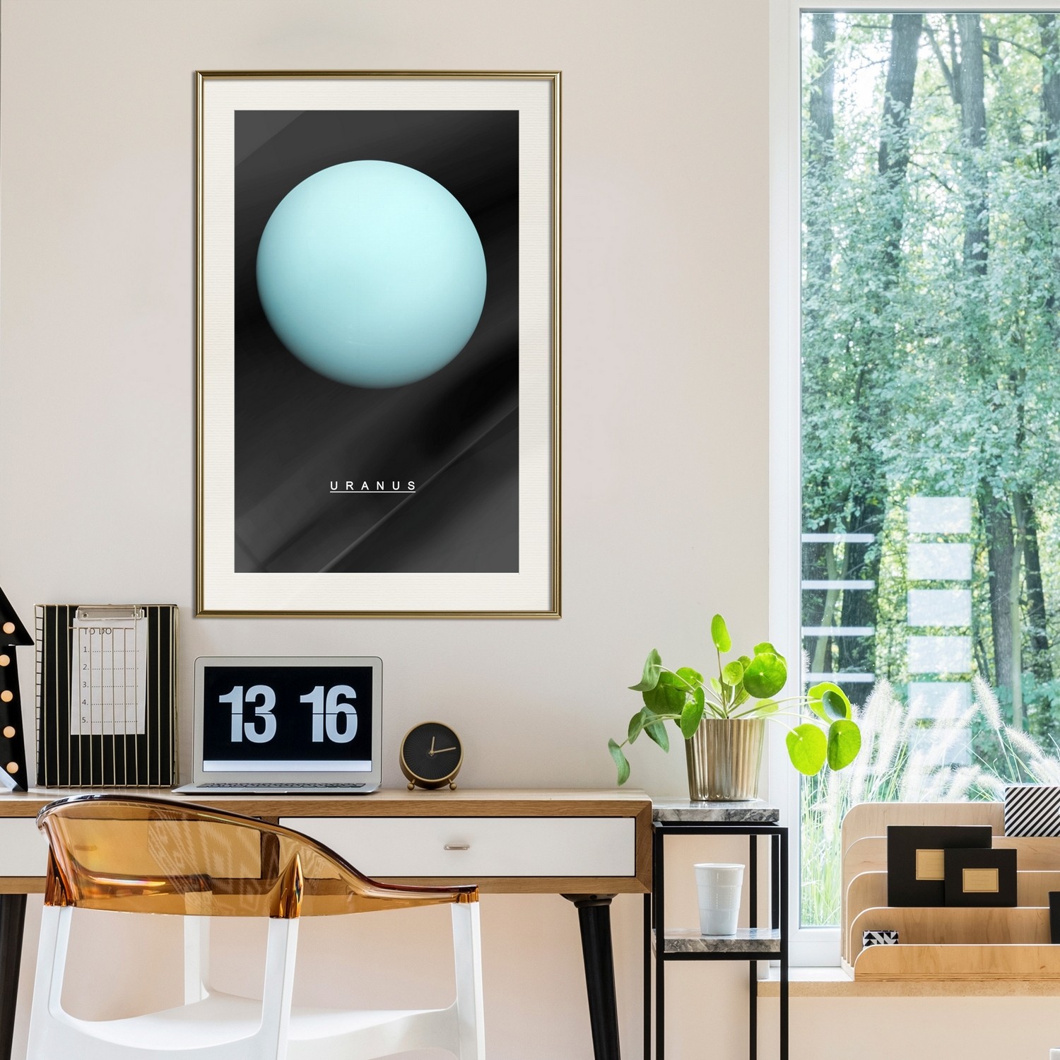 Affisch - Uranus [Poster] 20x30 Guld ram med passepartout, 20x30 cm
