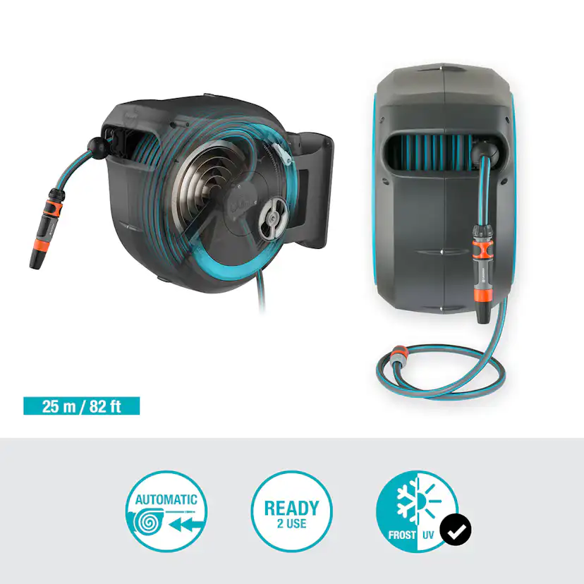 Slangbox Gardena RollUp M/L 25 m Turkos