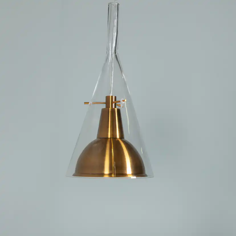 Sirius Pendant clear glass with gold metal D250*H400 Guld