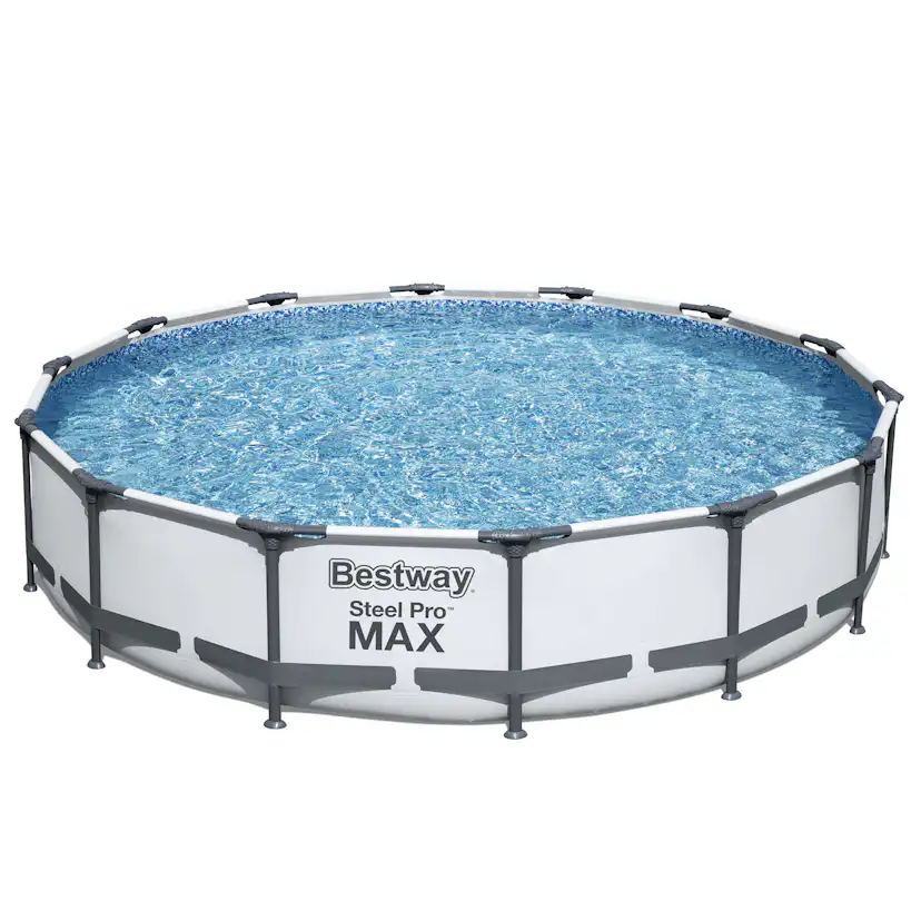Poolpaket Bestway Steel Pro Max Ø4,3m Stålramspool Ovanmark med Filterpump