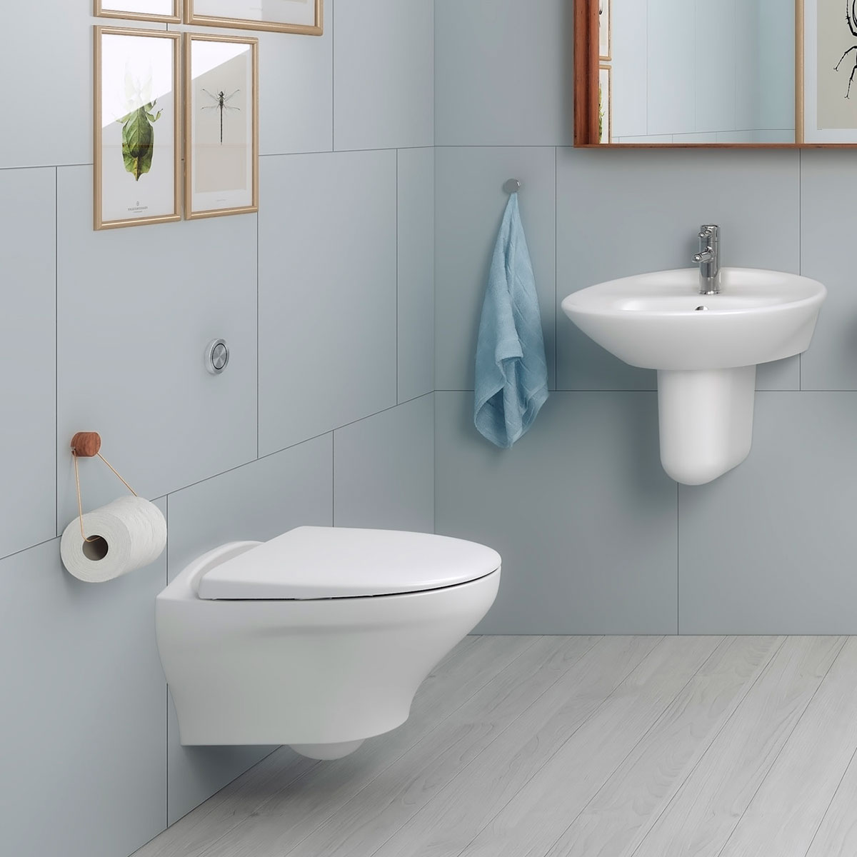 Vägghängd Toalettstol Gustavsberg Estetic 8330 Hygienic Flus Vit, Mjukstängande Hårdsits Vit