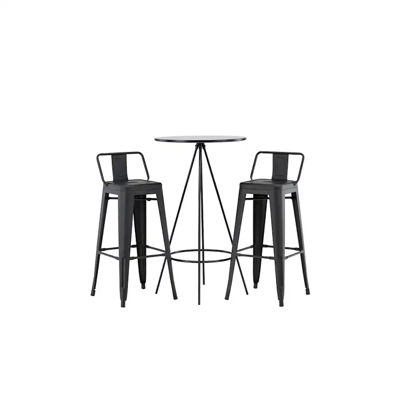 Matgrupp Venture Home Bistro Ø60 cm med 2 st Tempe stolar Svart