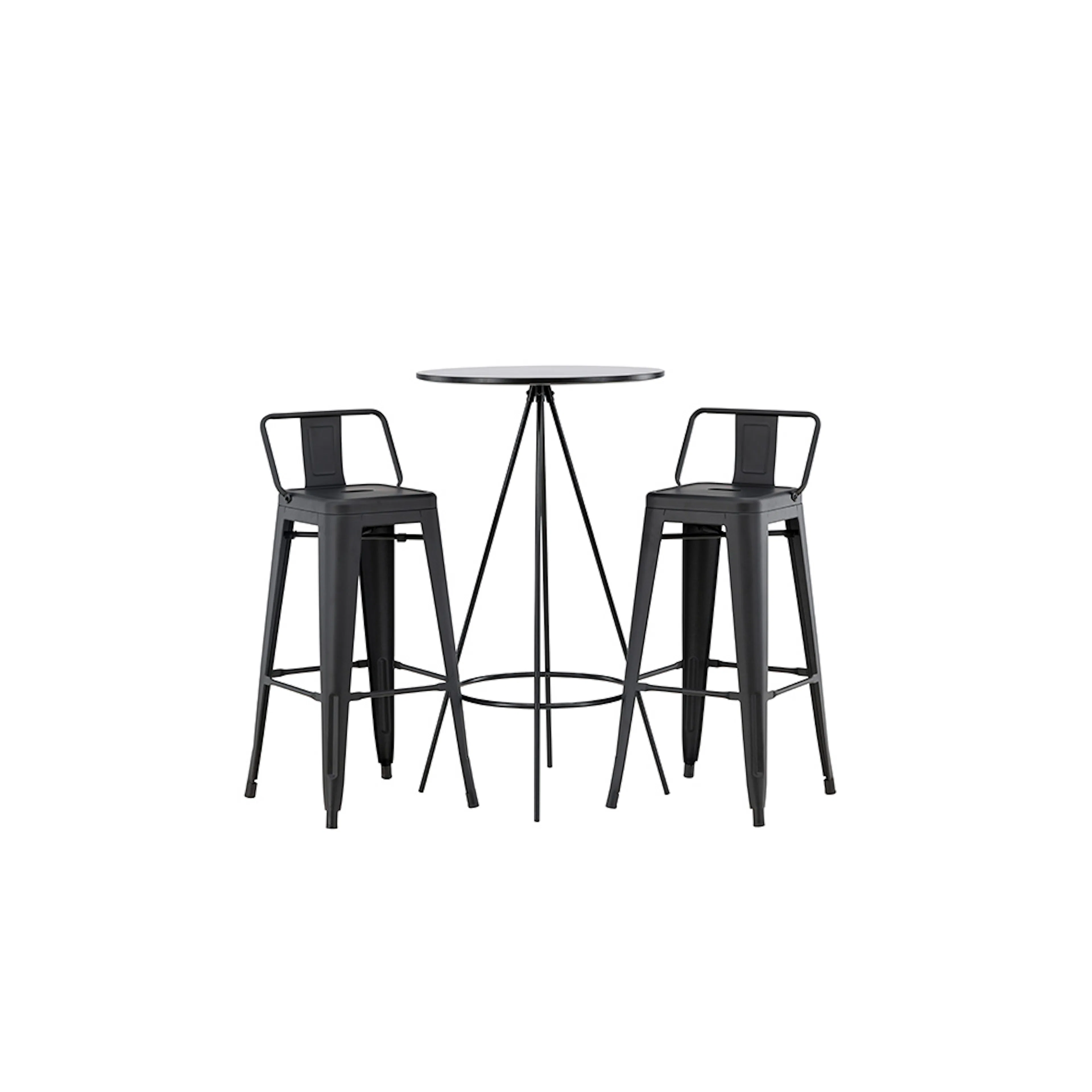 Matgrupp Venture Home Bistro Ø60 cm med 2 st Tempe stolar Svart