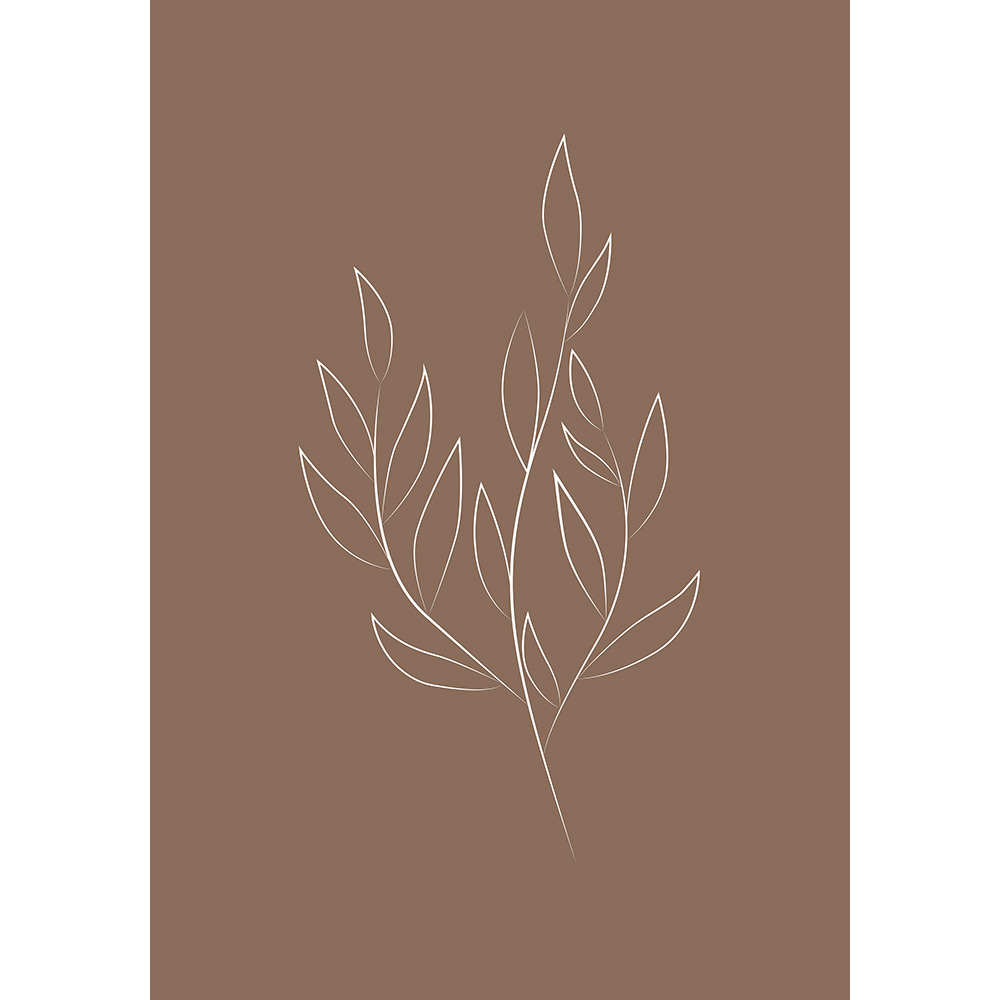 Posters Venture Home Drawed Leaf Brun