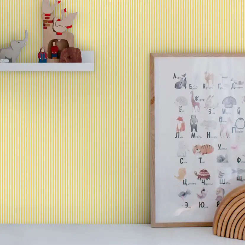 Tapet Joules Country Critters Ticking Stripe Lemon