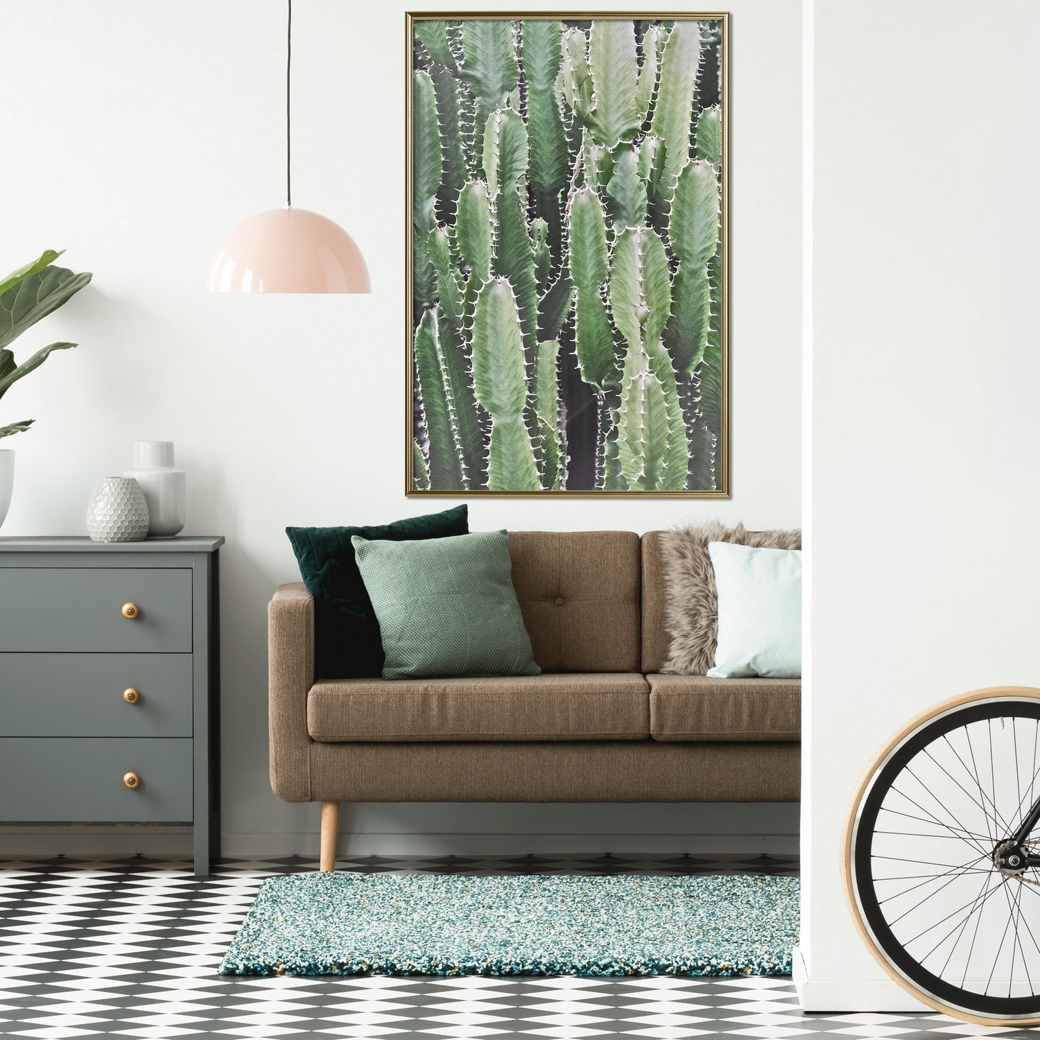Affisch - Cactus Garden [Poster] 40x60 Guld ram, 40x60 cm