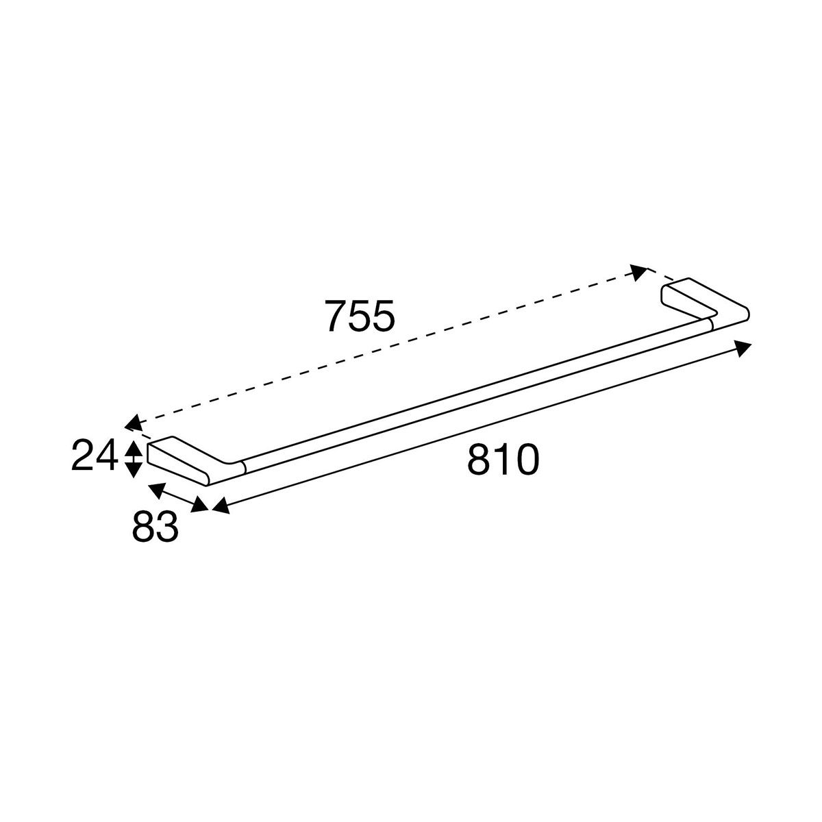 Handduksstång Pressalit Style Enkel 810 mm