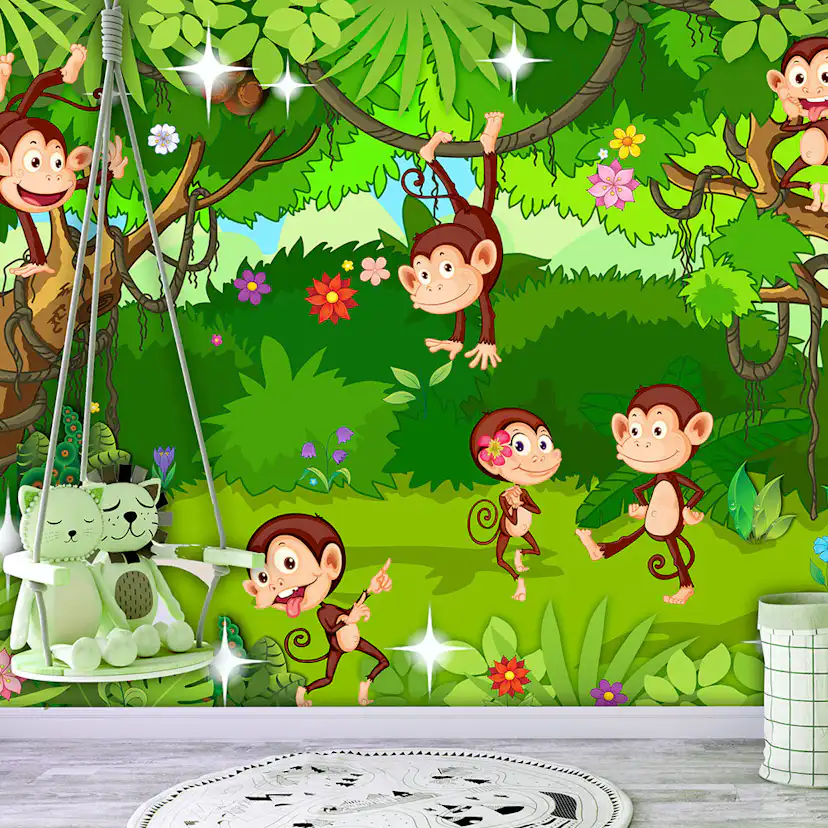 Fototapet Arkiio Självhäftande Monkey Tricks