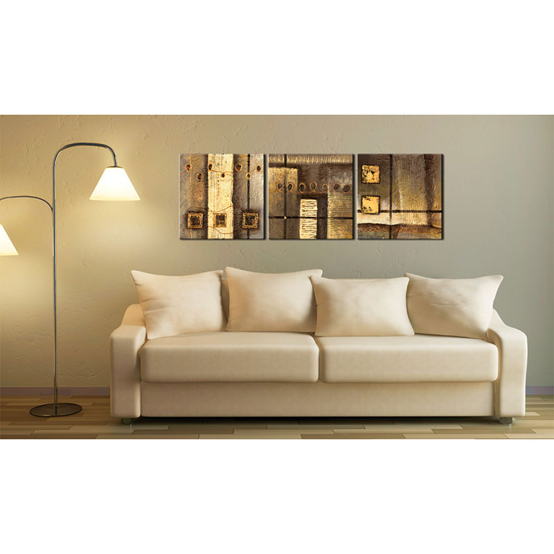 Handmålad Tavla Arkiio Guld Sammansättning 150x50