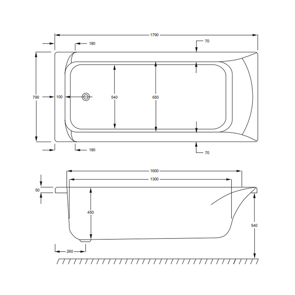 Badkar Strømberg Delta 1800x800 mm