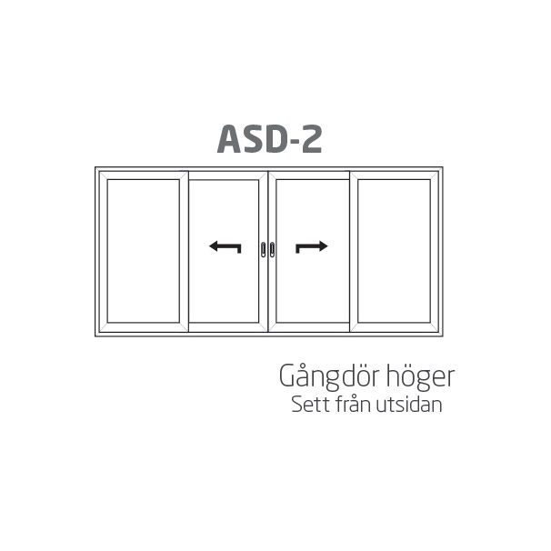 Parskjutdörr NorDan HelAlu Aluminium 4-Delad Dubbelspår
