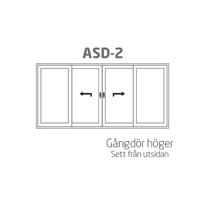 Parskjutdörr NorDan HelAlu Aluminium 4-Delad Dubbelspår
