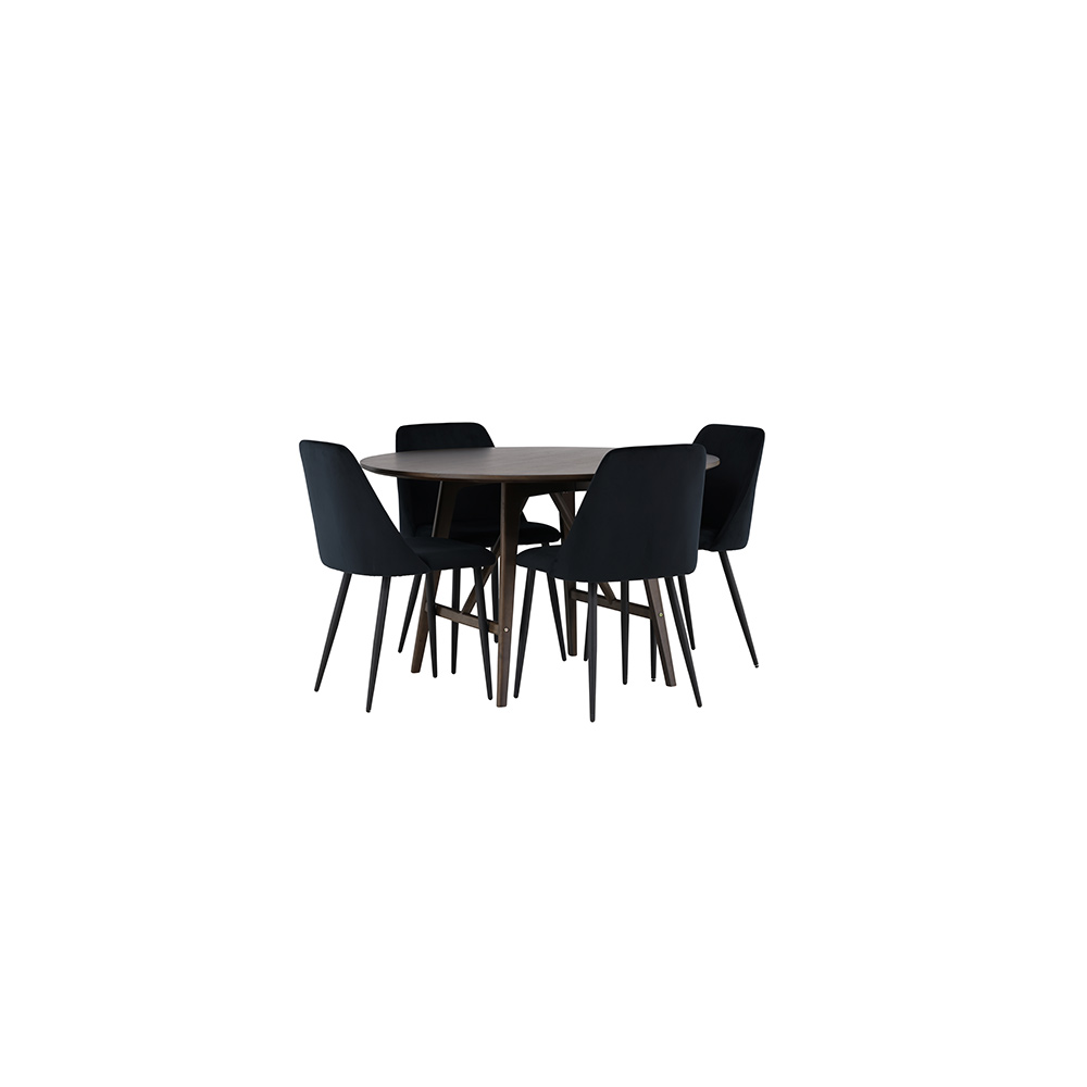 Matgrupp Venture Home Kaseidon Ø100 cm med 4 st Night stolar