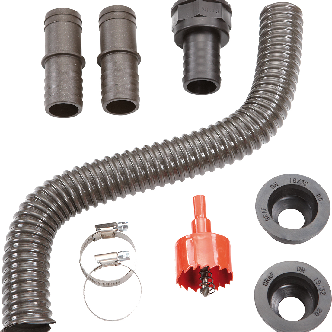 Anslutningsuppsättning Garantia Flex 1 1/4" 40 cm Grå